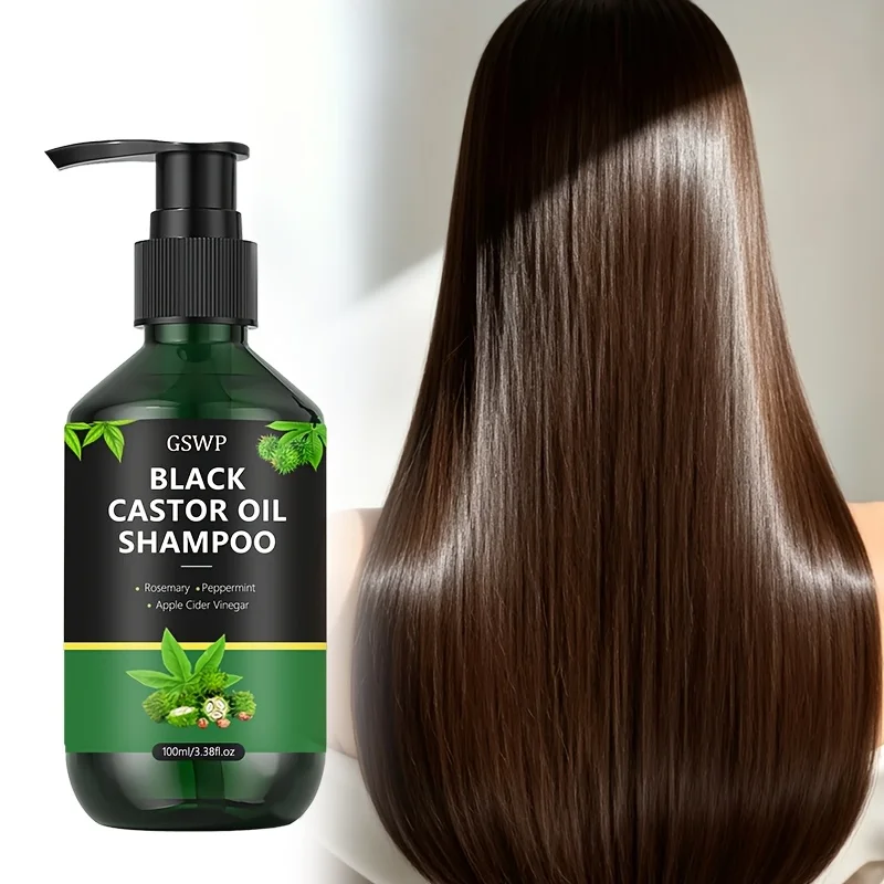 GSWP Black Castor Oil Moisturizing Shampoo, Controls Oil, Nourishes and Moisturizes, Leaving Hair Voluminous, Smooth. 100/200ml.