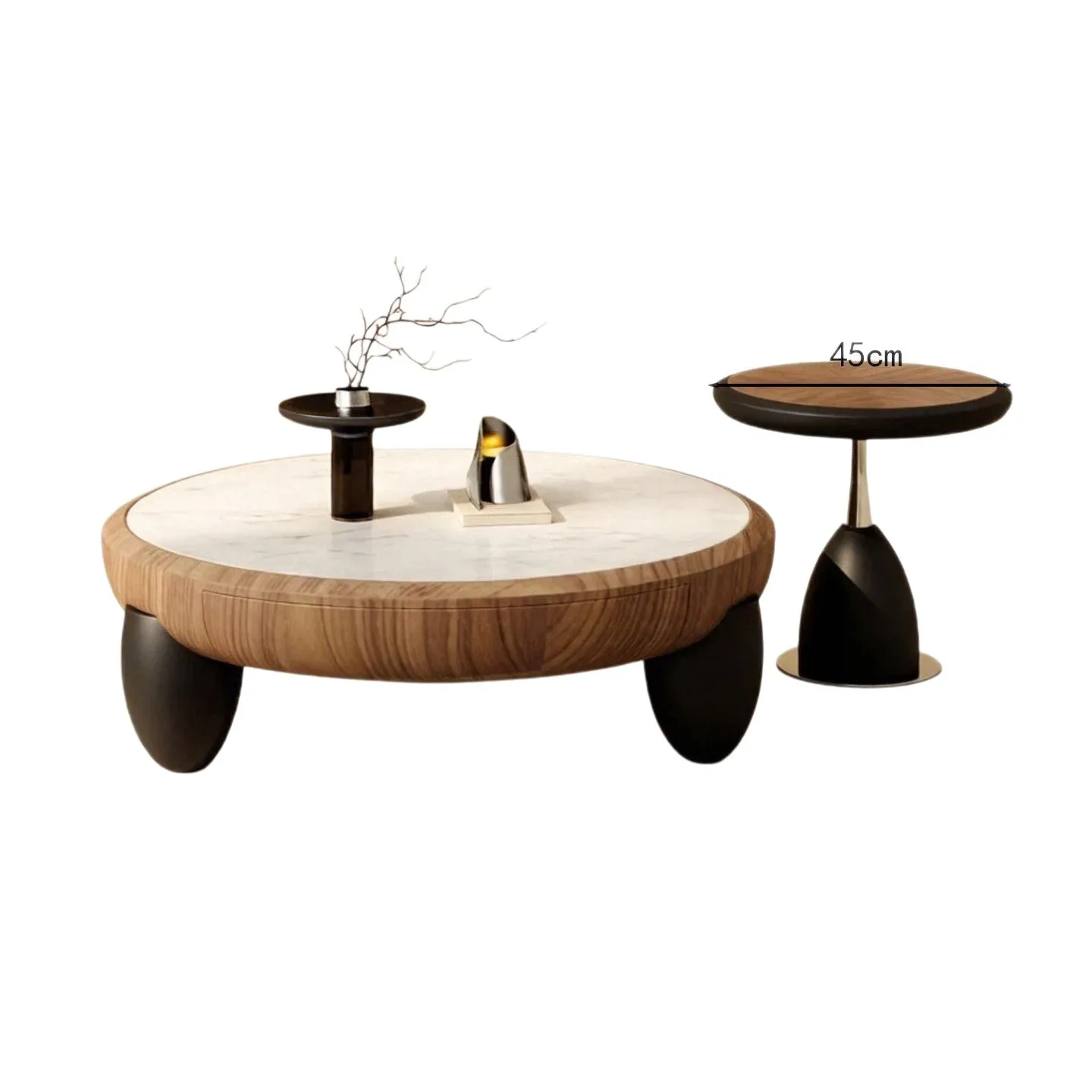 CX natural luxury stone solid wood antique living room household small apartment, coffee table