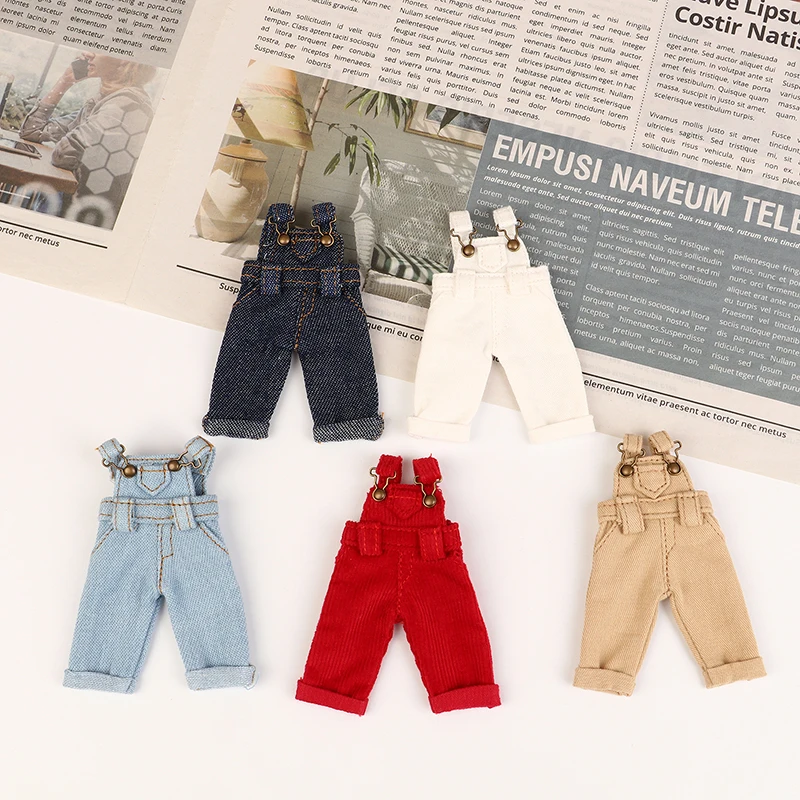 Fashion Mini Jeans Overalls Rompers Doll Clothes Accessories Doll Clothes Dress Up Toys For 1/12 Doll Ob11 Doll