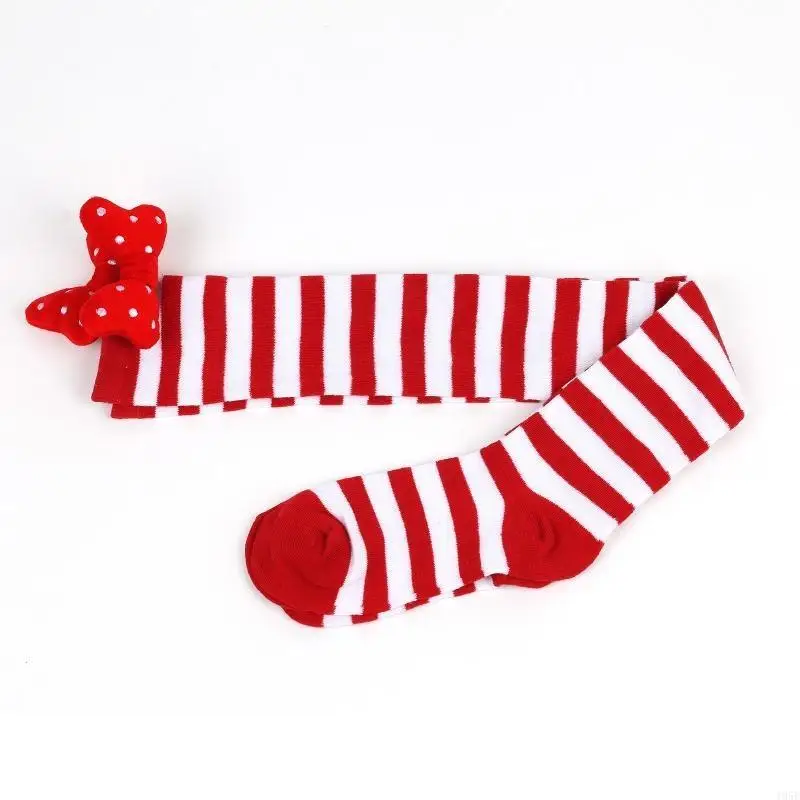 195E フェスティバル ホリデー ちょう結びストッキング ストライプ オーバーニーソックス パーティーコスチューム用