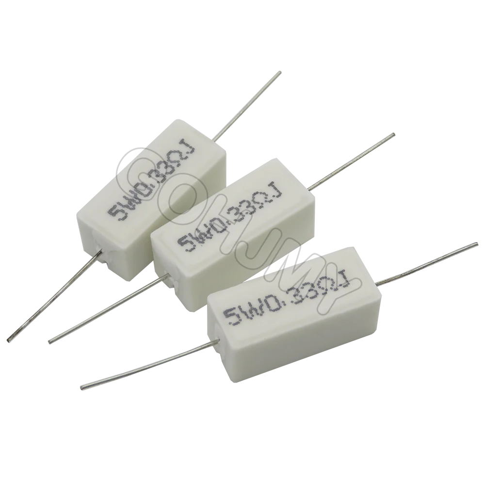10PCS 5W Cement resistance 0.1 ~ 10k ohm 0.33R 1R 10R 100R 0.22 0.33 1 10 100 1K 10K ohm Cement resistor
