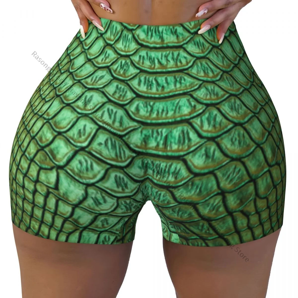 Spandex Yoga Shorts for Women Snake Skin Background Workout Booty Shorts