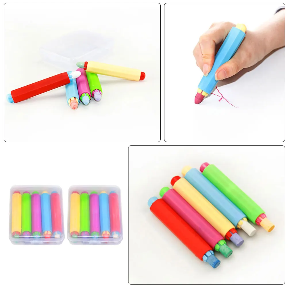 

Chalk Holder with Case Colorful Clip Water Soluble Container Plastic Cover Storage for School