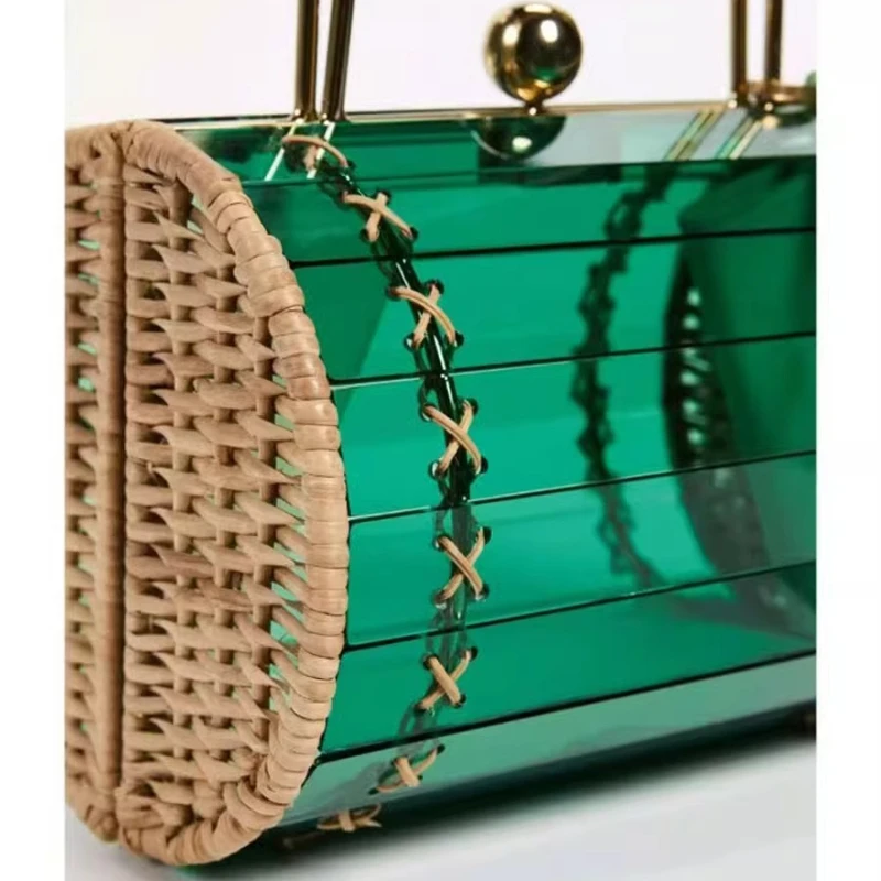 

2025 new women's bag rattan bag handbag acrylic air bag women's personality fashion Korean version versatile