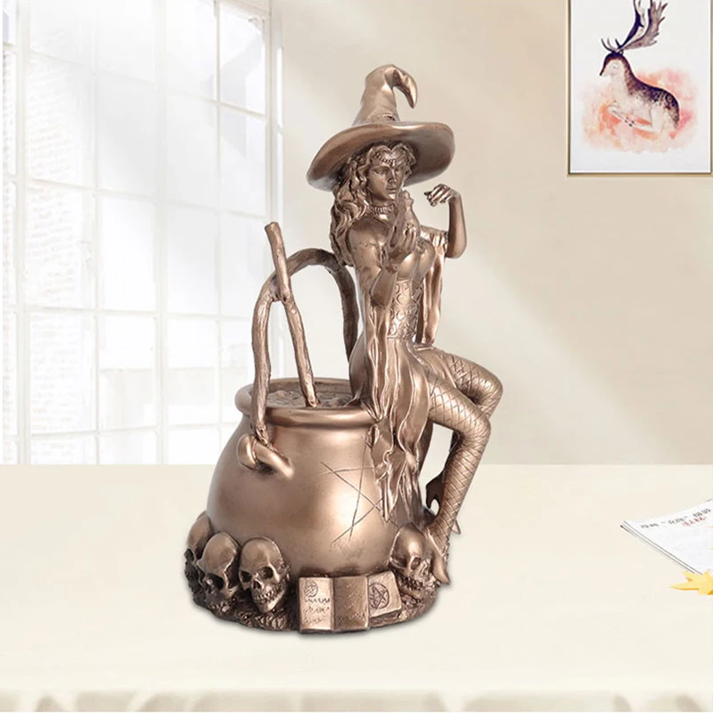 

Copper Crafts Pounding Medicine Witch Household Supplies Living Room Decoration Decoration Wizard Figure Statue European Style