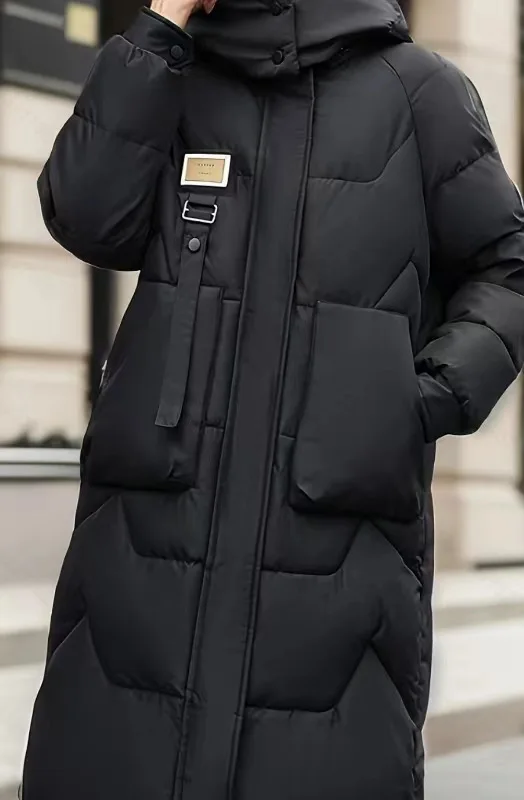 

2025 Women's Cotton Jacket Winter Detachable Hood Long Over-the-knee Thickened Cotton Coat Women's Outerwear