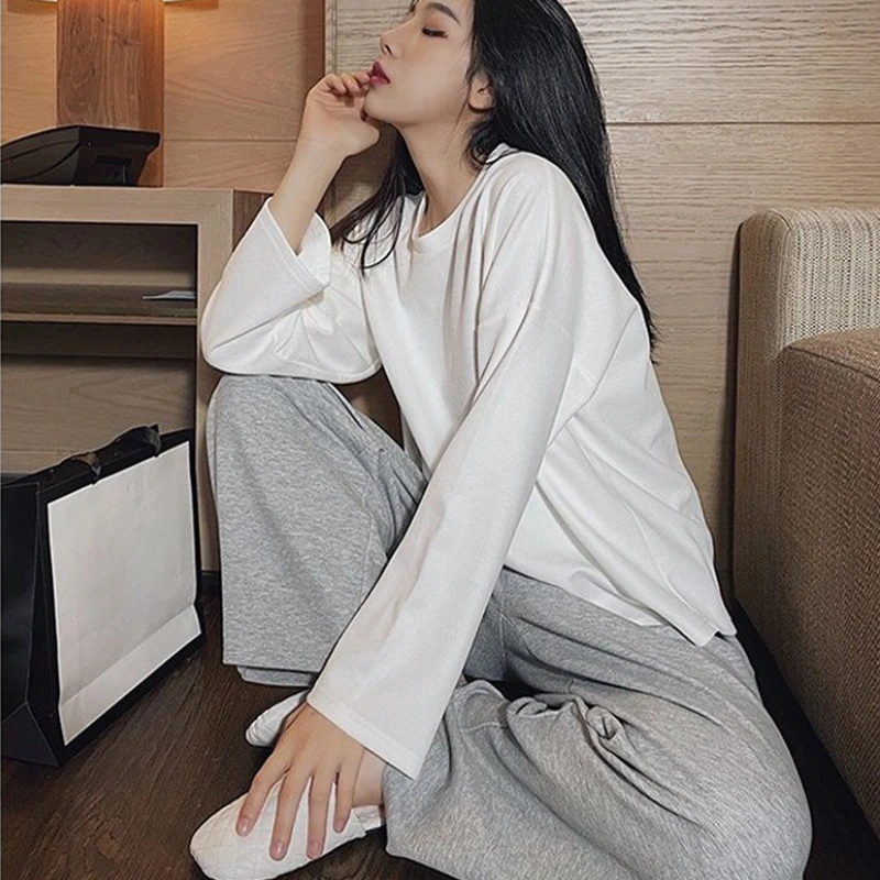 Pajama Sets Women Plaid Minimalist Loose Fashion Autumn Retro Basic Ladies New Lounge Wear Design Casual Home Korean Style Soft