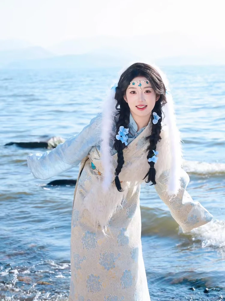 

New Trendy Tibetan Ethnic Girl's Clothing Style Photography Travel Photography Costume Tibetan Traditional Dress