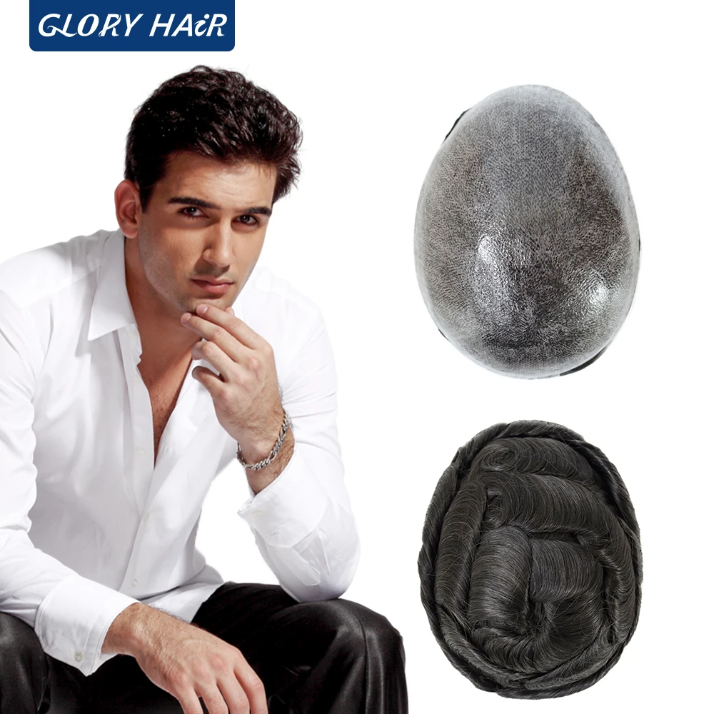 

I Skin 0.12-0.14mm PU Men's Capillary Prosthesis 130% Density Male Prosthetic Indian Human Hair Injected Toupee Wig For Man