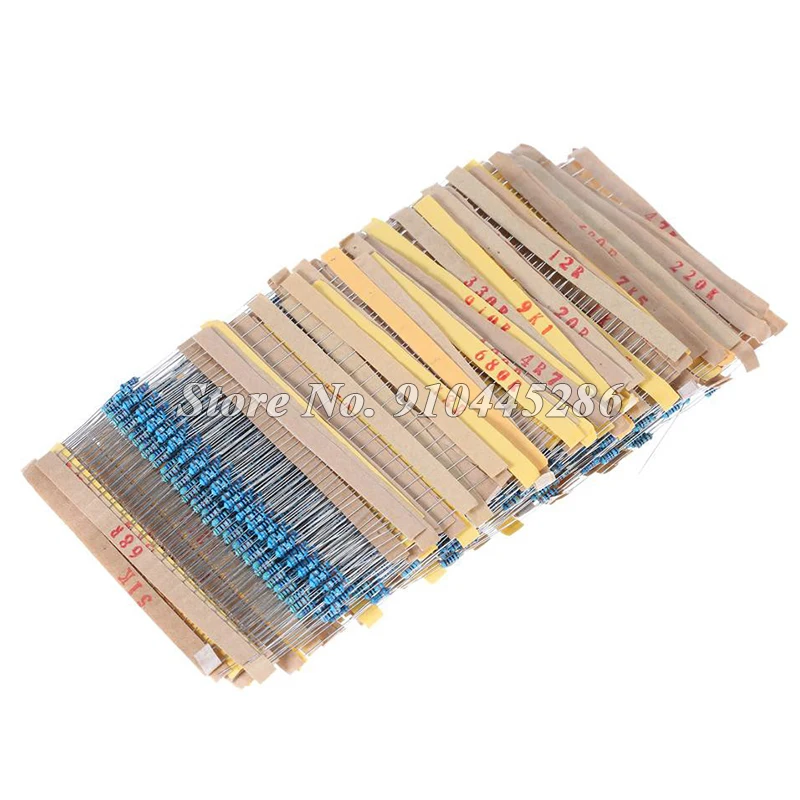 Metal o resistor do filme, 100R, 220R, 1K, 1.5K, 2.2K, 4.7K, 10K, 22K, 47K, 100K, 220, 1K5, 2K2, 4K7 resistência do ohm, ohm, 1% metal, 100 PCes