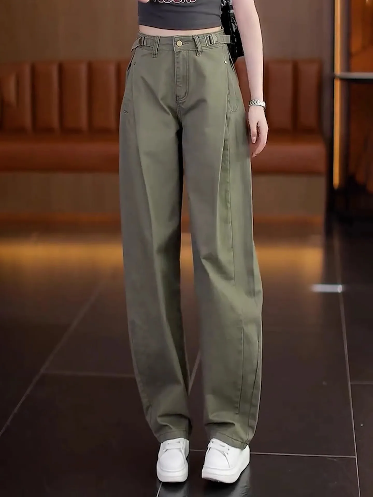 

High Waist Casual Women's Workwear Pants Fall New Sle Loose Straight Leg Knife Pants Versatile Faionable Wide Leg Jeans
