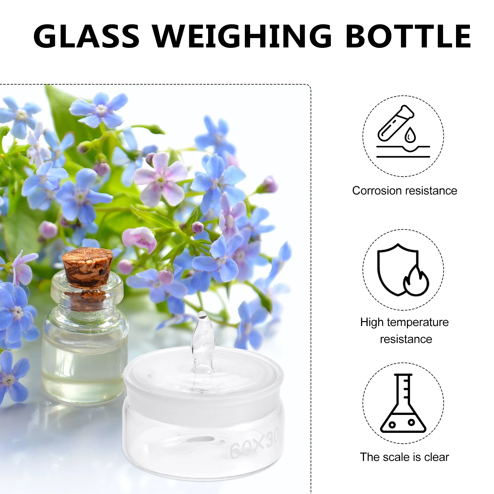 1Pc Glass Weighing Bottle In Low Form Glass Weighing Specific Gravity Bottle Laboratory Weighing Bottle