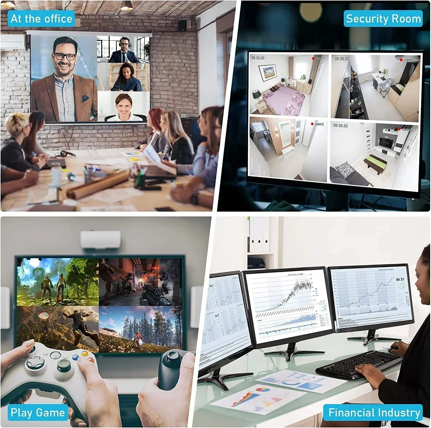 4K HDMI Quad Multi-viewer Schermo HDMI 4x1 Multi schermo Switcher continuo Multiplexer video Sinistra Destra Doppio display