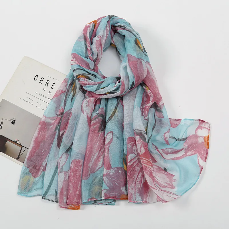 

2024 Fashion Women Viscose Scarf Floral Voile Beach Muslim Hijab Shawls and Wraps Female Foulard Echarpe Islamic Stoles 180*85cm