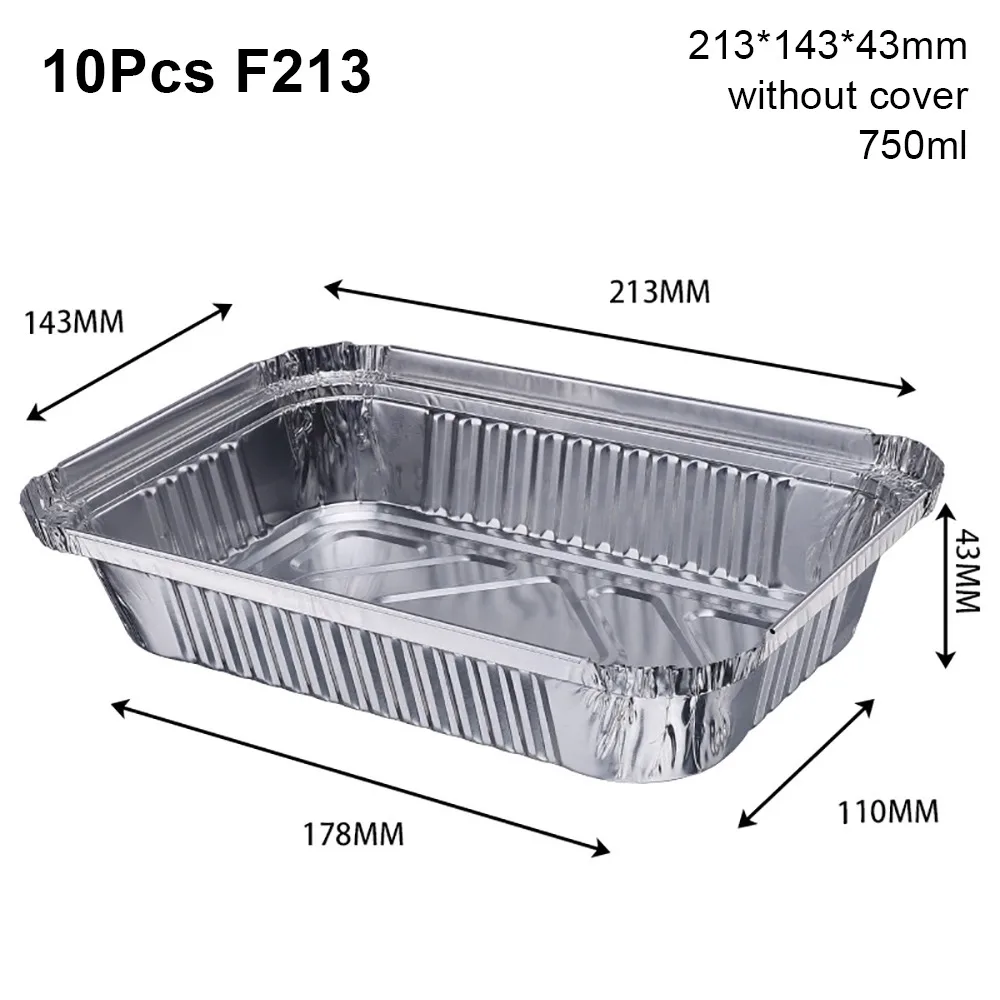 Plateau rectangulaire en aluminium, antiadhésif, 130/410/700/750ml, pour friteuse à Air, bol jetable pour récipient alimentaire, 10 pièces