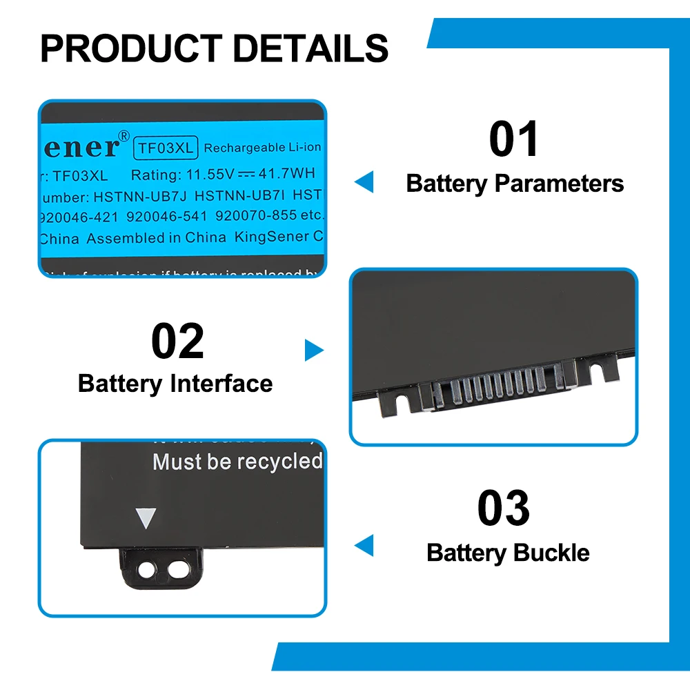 Batteria KingSener TF03XL TF03 per HP Pavilion 15-CC 14-bf033TX 14-bf108TX 14-bf008TU HSTNN-UB7J TPN-Q188 TPN-Q189 TPN-Q190 Q191