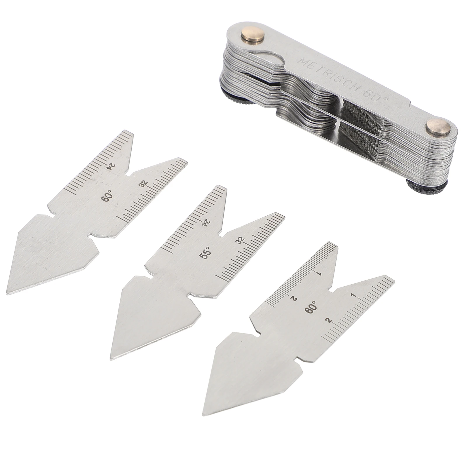 

4pcs Stainless Steel Screw Pitch Gauge Thread Plug Measuring Tool Gear Tooth Gauge High Strength Magnetic Head Pocket