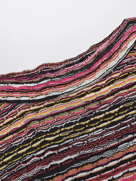 Abito Lungo a Righe Floreali Aderente con Design Avvolgente Autunno 2025 Moda Casual da Donna in Maglia...