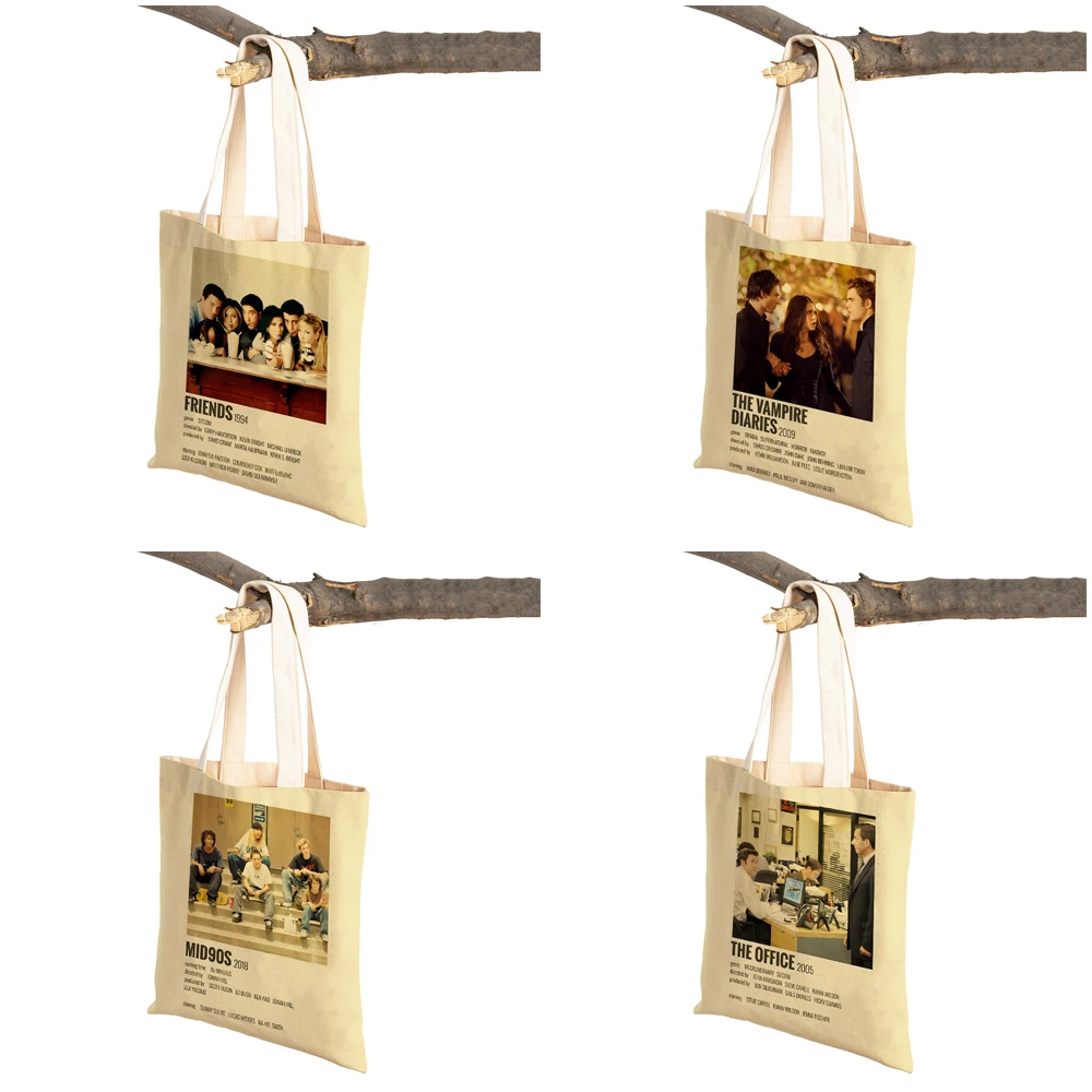 Vintage Classic Movie Poster TV Show Women Shopper Bags Casual Lady Shopping Bag Both Sided Cartoon Anime Travel Tote Handbag