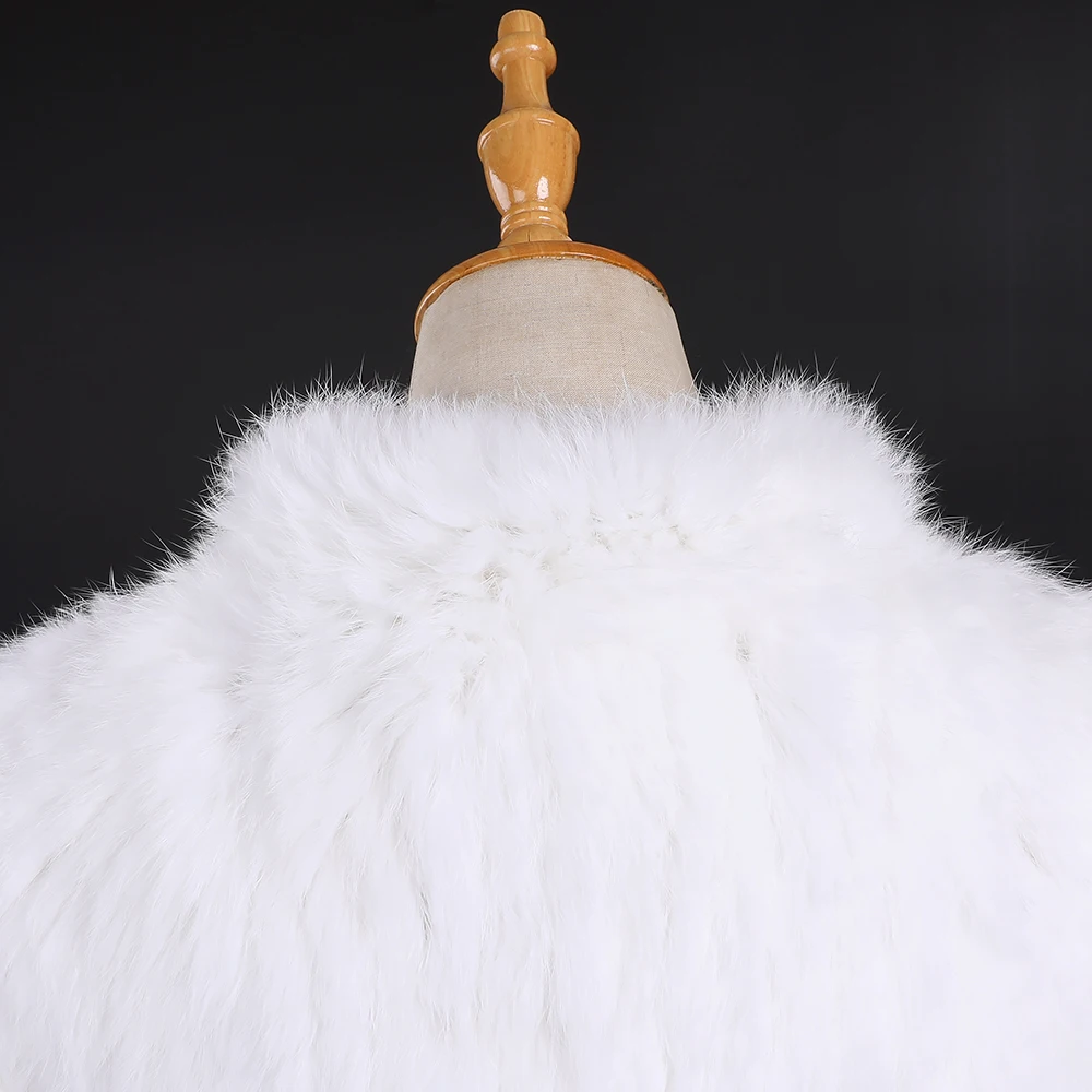 Chaqueta de punto de piel de conejo auténtica para mujer, abrigo de cuello alto de manga larga, prendas de vestir clásicas de piel Real con