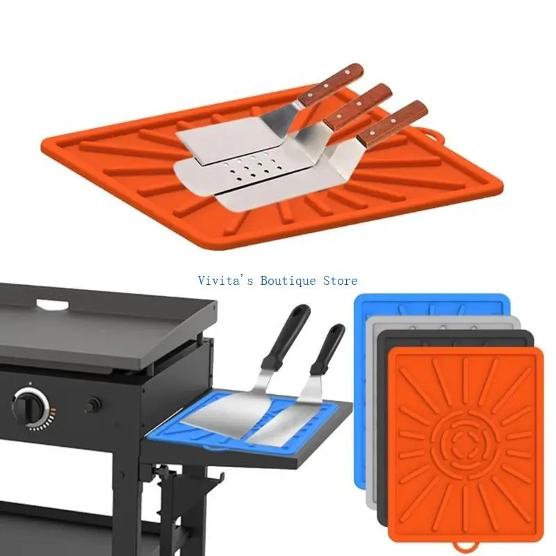 

M76D Grill Side Shelf Mats Grill for Kitchen Griddles Silicone Spatulas