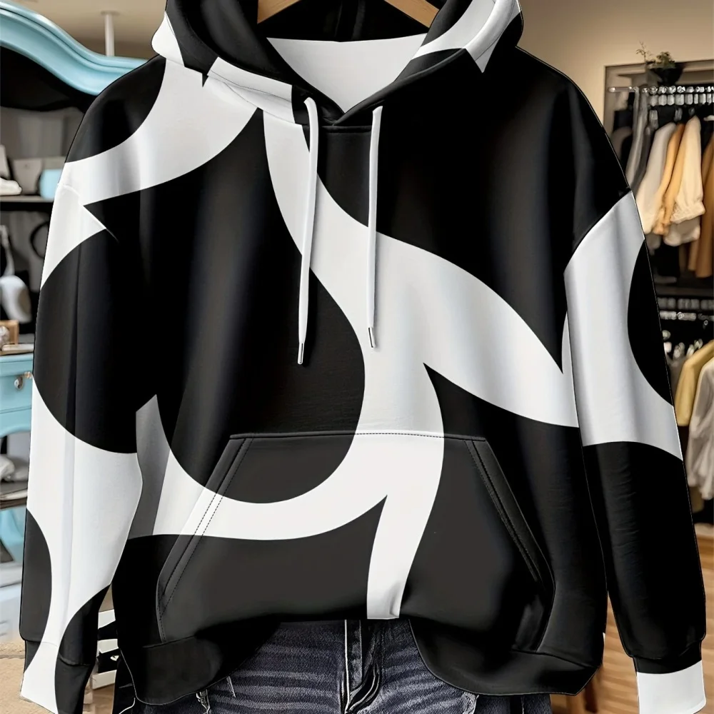 موضة مجردة ثلاثية الأبعاد طباعة هوديس المرأة الشارع الشهير كنزة بمقاس كبير قمصان سويت شيرت بقلنسوة Y2K بدلة رياضية معطف للجنسين الملابس