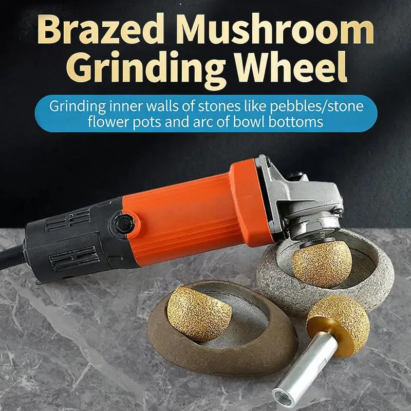 30 40 50mm Brazed Mushroom Head Diamonded Grinding Bits For Inner Arc Bowl Bottom Trimming Engraving Bit Polishing Grinding Tool