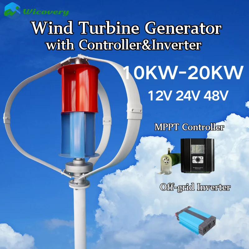 

Low Noise 10KW 15KW 20KW Wind Turbine Generator 3 Blades Windmills Kits 12V 24V 48V With Hybrid Charger Controller For Home Use