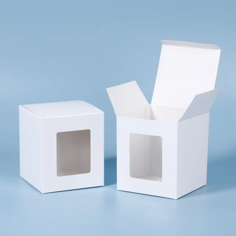 

50pcs White Transparent Window Square Gift Boxes For Wedding Birthday Christmas Party Gifts Product Packaging Paper Box