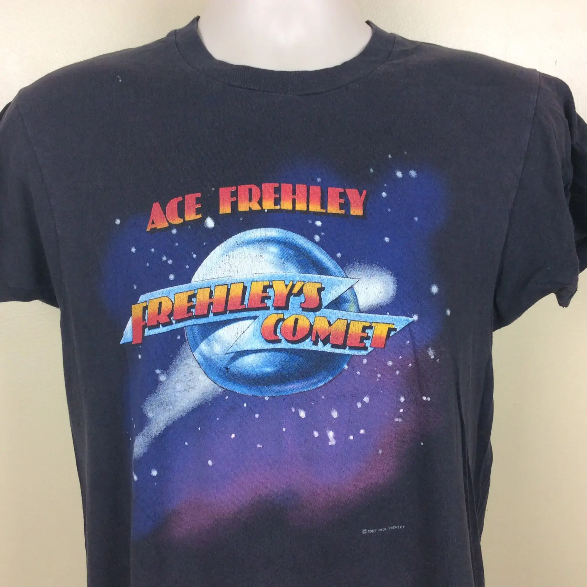 Vtg 1987 Ace Frehley’s Comet Concert TShirt Black M 80s KISS Band Heavy Metal Hard Rock