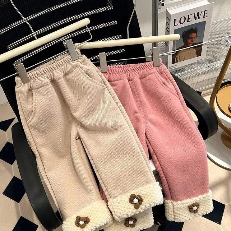 

Теплые брюки для маленьких девочек, осенне-зимние милые однотонные утепленные брюки, удобная модная детская одежда для детей 2-5 лет