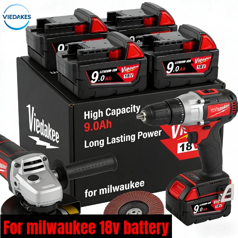

For Milwaukee 18v Battery, Replacement battery for Milwaukee drills, screwdrivers, angle grinders, wrenches