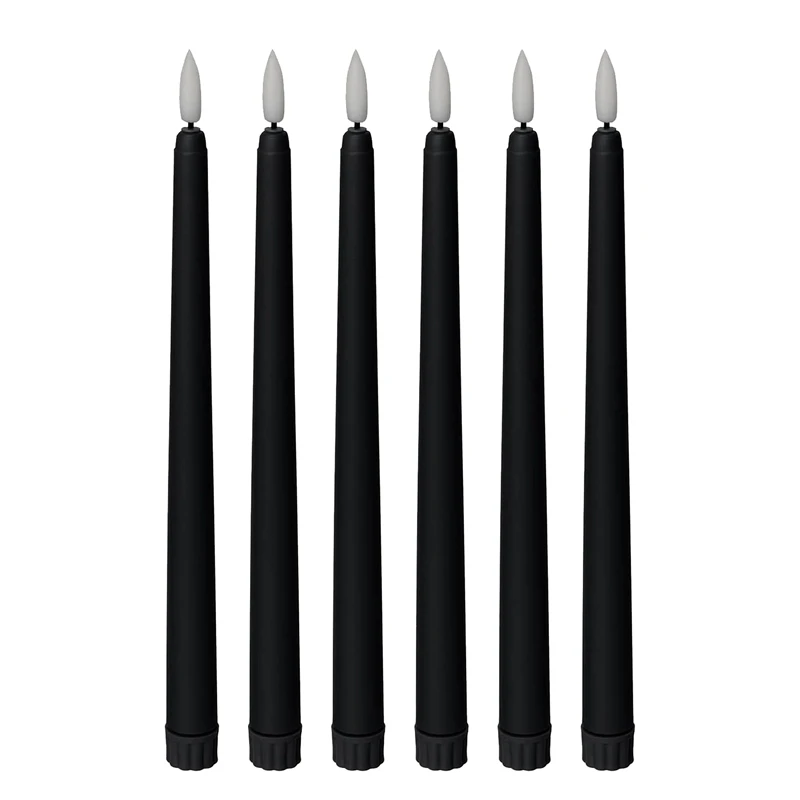 Black Cone Flameless Candles 11 Inches (About 27.9 Cm) 6, Battery Powered LED Flash Timing Setting