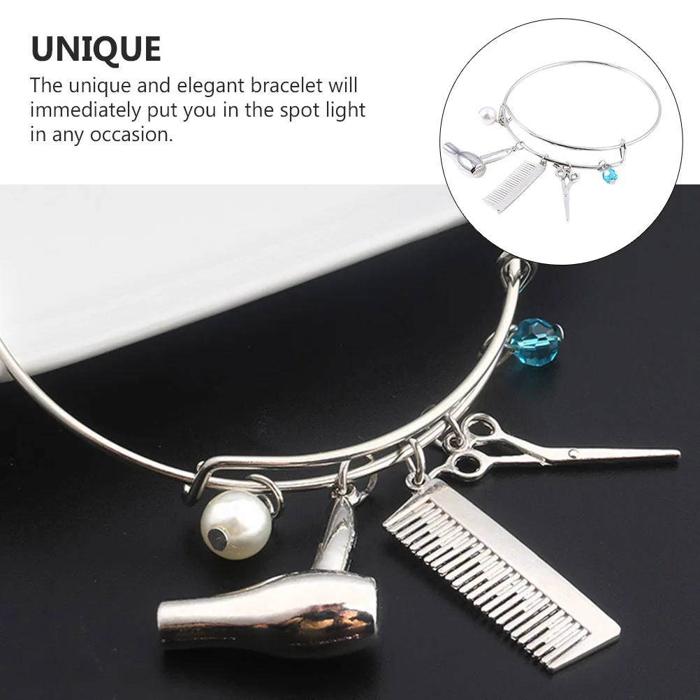 

1Pcs Hair Dryer Scissors Comb Bracelet Creative Bangles for Women Unique Wristlet Elegant Accessories Gift for Ladies