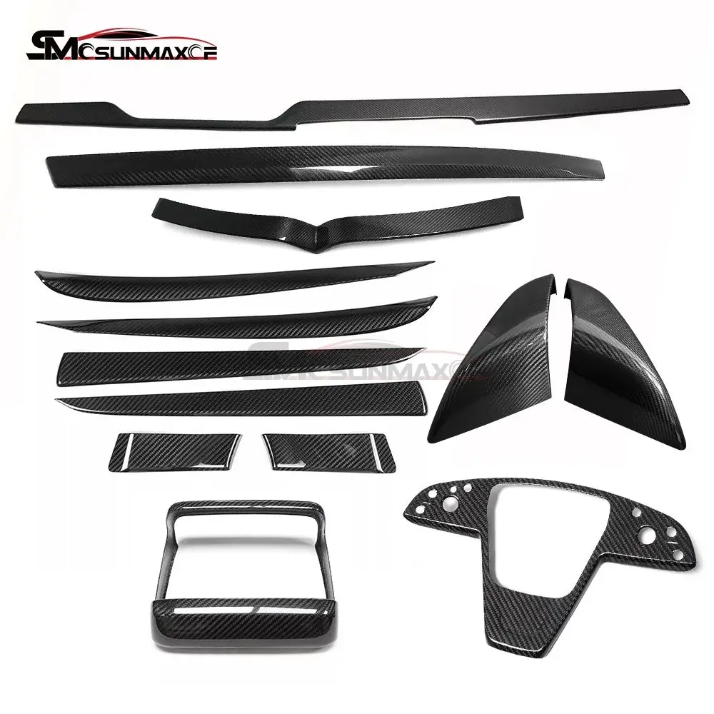 

For 2021 2022 2023 Tesla Model S Real Carbon Fiber Dashboard Cover Center Console Panel Trim Car Interior Accessories