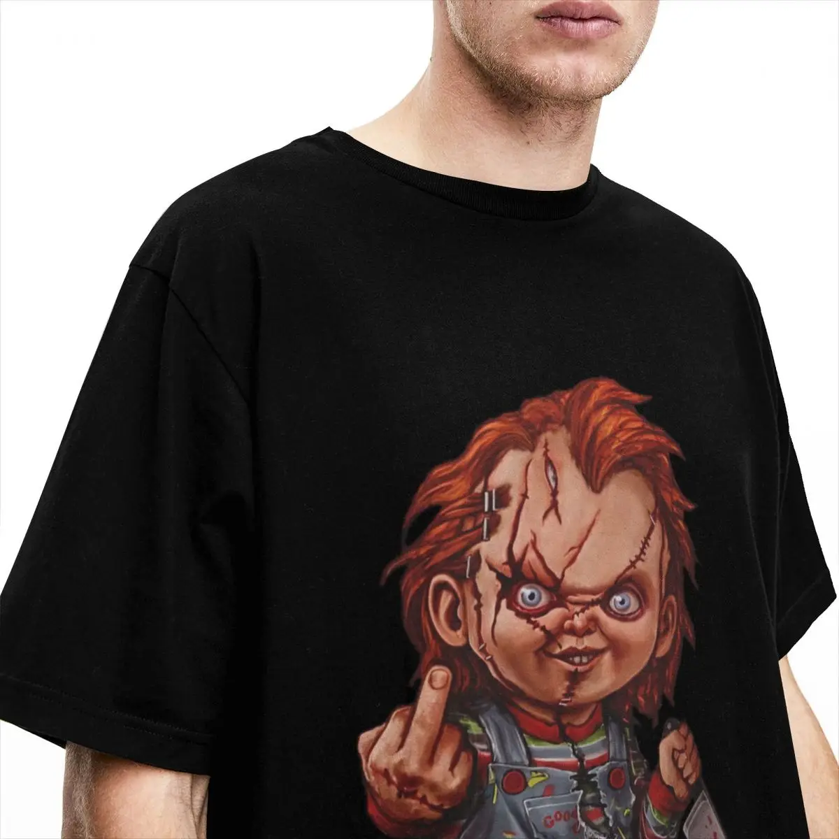 Men Women T-Shirt The Killer Doll Accessories Funny Cotton Short Sleeve Horror Chucky T Shirts O Neck Tops Plus Size