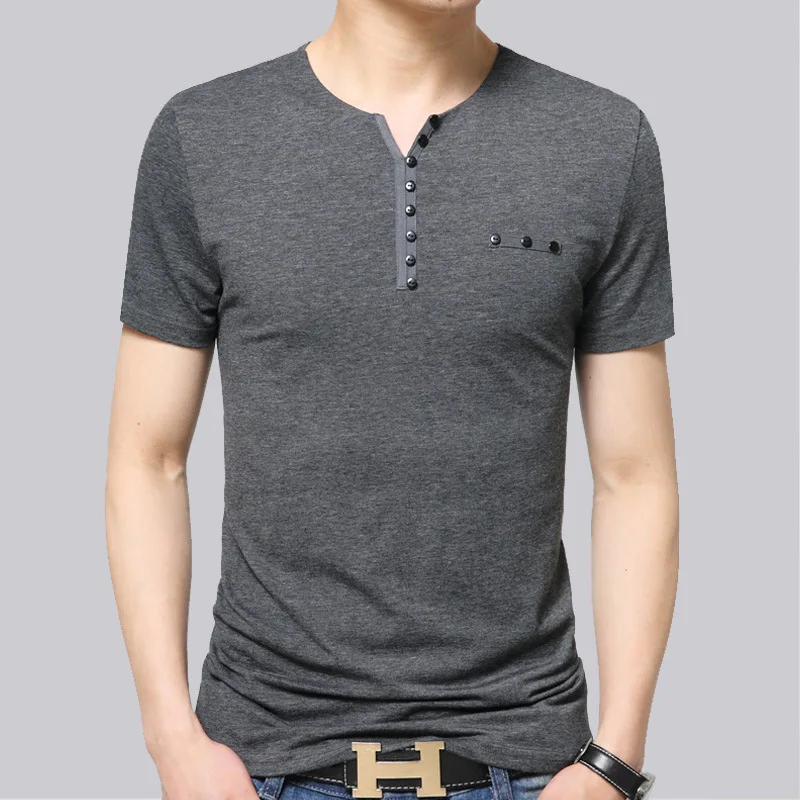 

Summer Men's Short Sleeved Men's Cotton T-shirt Men's Slim Fit Korean Version V-neck Half Sleeved T-shirt Men's Clothing