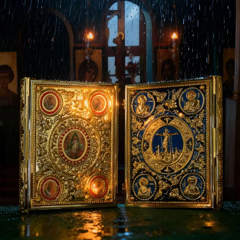 Neu2026 Orthodoxe Gottesdienst-Ikonoklase Gold Blaue Emaille Handwerkskunst Ritual-Ornament für Kirchen Stabil und Dick Nicht leicht zu verformen Geschenk – Detail 13