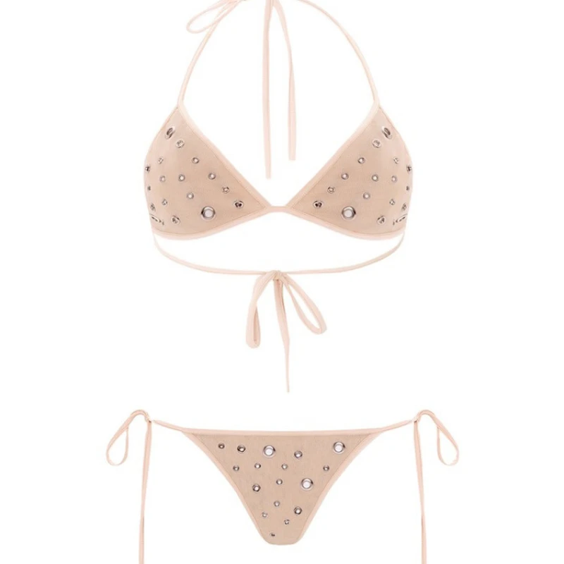 

2026 European and American summer with suspender sexy hot girl solid color casual fashion bikini set