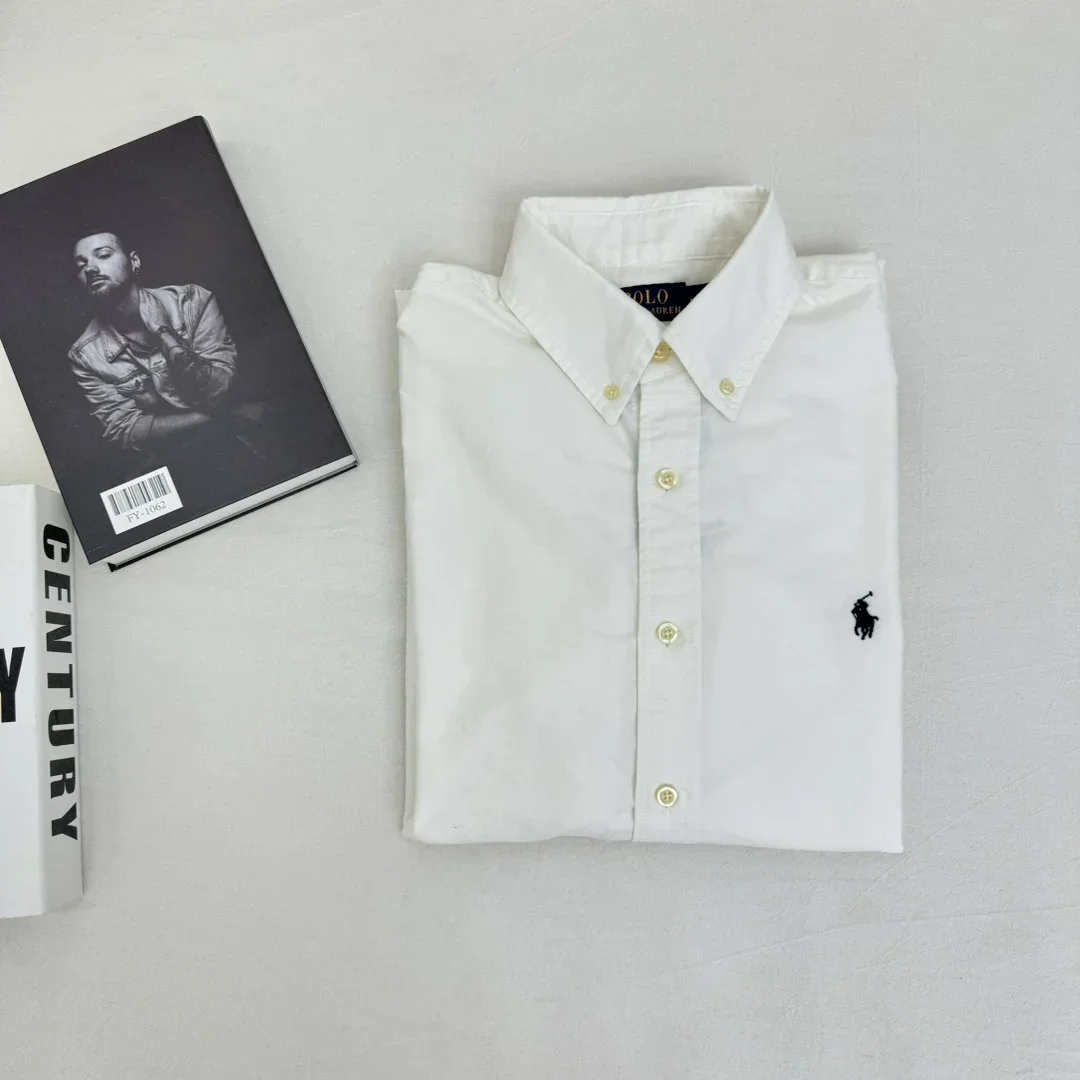 رالف لورين قميص الموضة الرجال الصيف رقيقة بلون بلوزة طويلة الأكمام عادية تنوعا فضفاض واقية من الشمس قميص #1