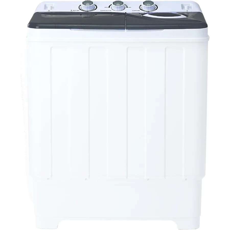 

28lbs Portable Washing Machine with 18lbs Wash and 10lbs Spin Twin Tub Washer Compact Machine with Drain Pump Ideal for Home Us