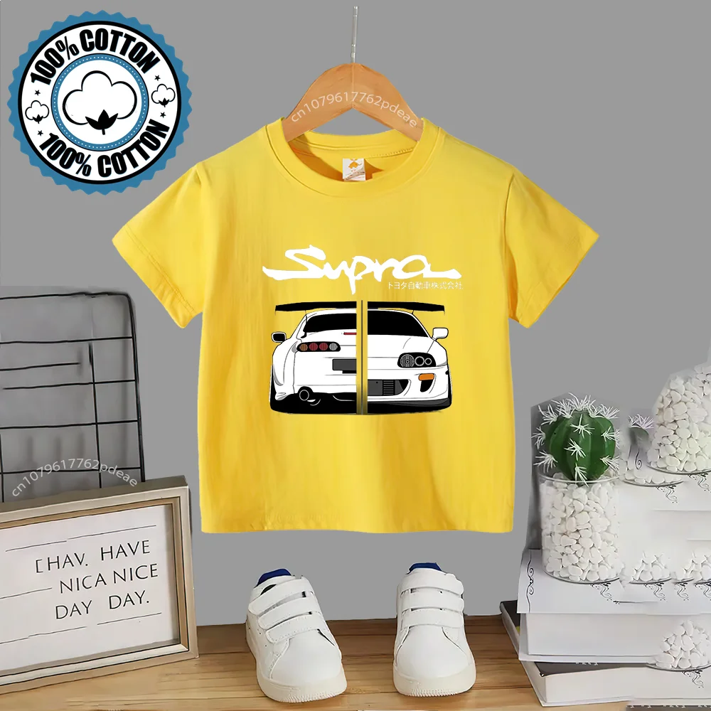 Teen Summer Cotton pullover O-neck T-shirt Doll Car print cotton short sleeve Boys girls street blazer T-shirt