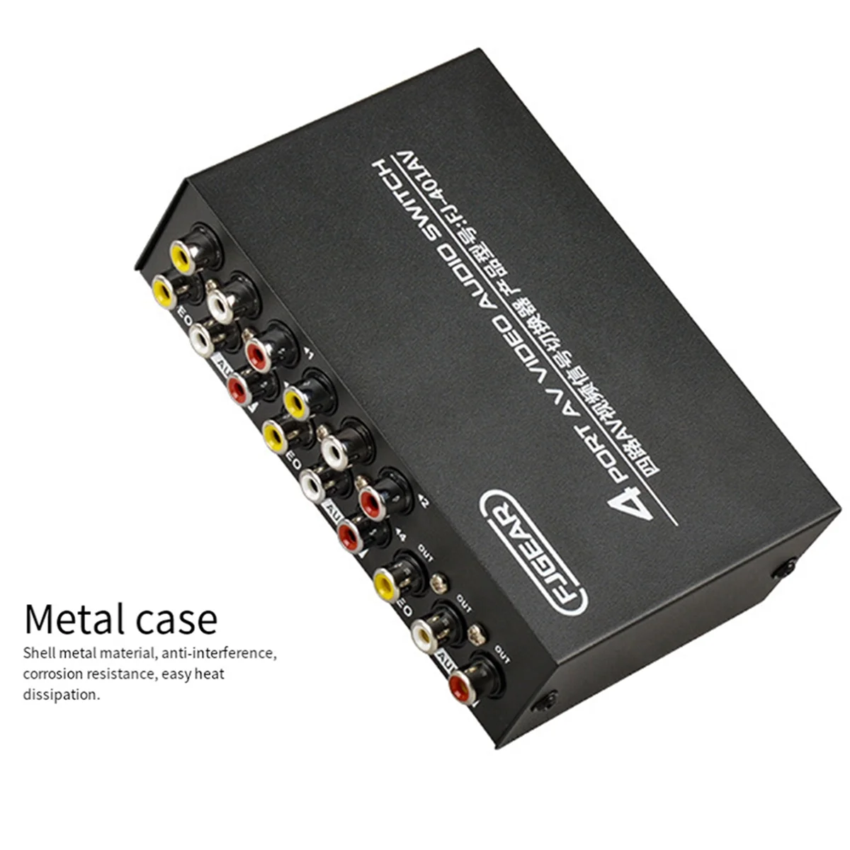 ABAN  AV Switcher 4 Into 1 Out Av Head Interface Audio and Video Switcher Multi-Function 4-Way AV Switcher