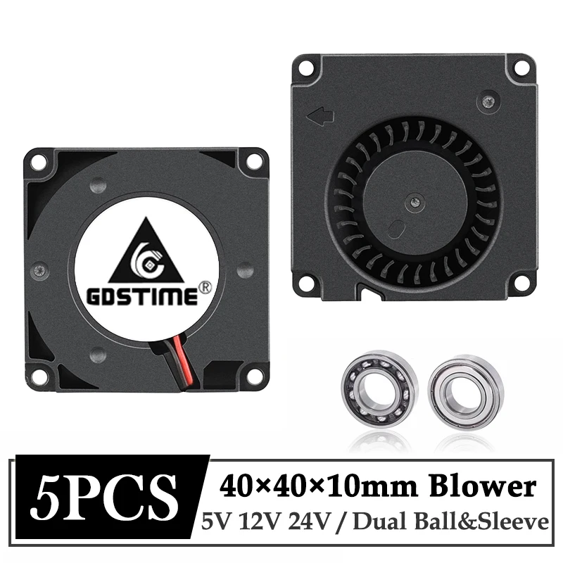 5 sztuk Gdstime 4010 dmuchawa 40MM 40x40x10MM 5V 12V 24V 2Pin DC Cooler mały wentylator chłodzący do części drukarki 3D