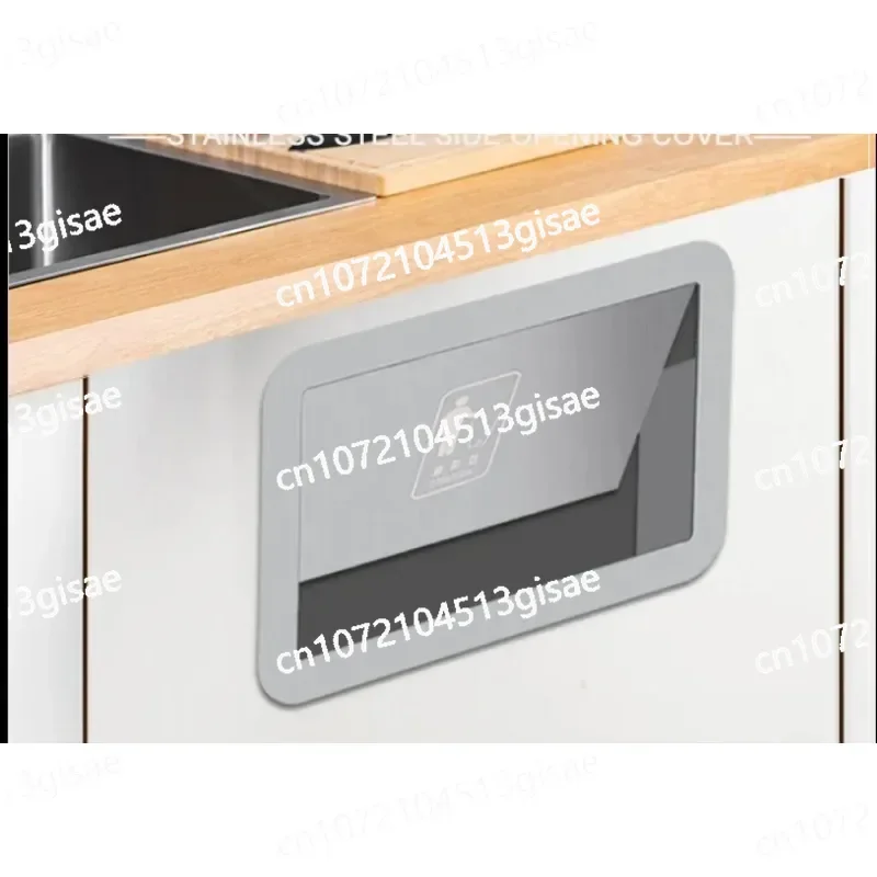 304  Mounted Kitchen Bath Cabinet Flush Stainless Steel Wall Side  Built-in Hinged Flap Cover Trash Bin Garbage Chute