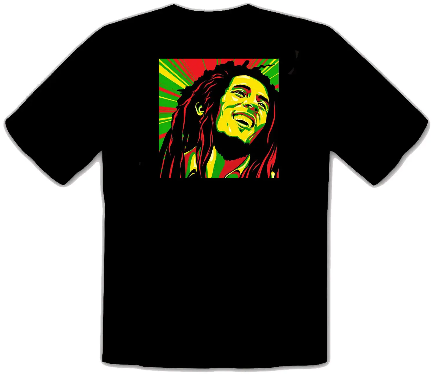 Bob Marley Rasta Jamaica Colors Black T Shirt 529