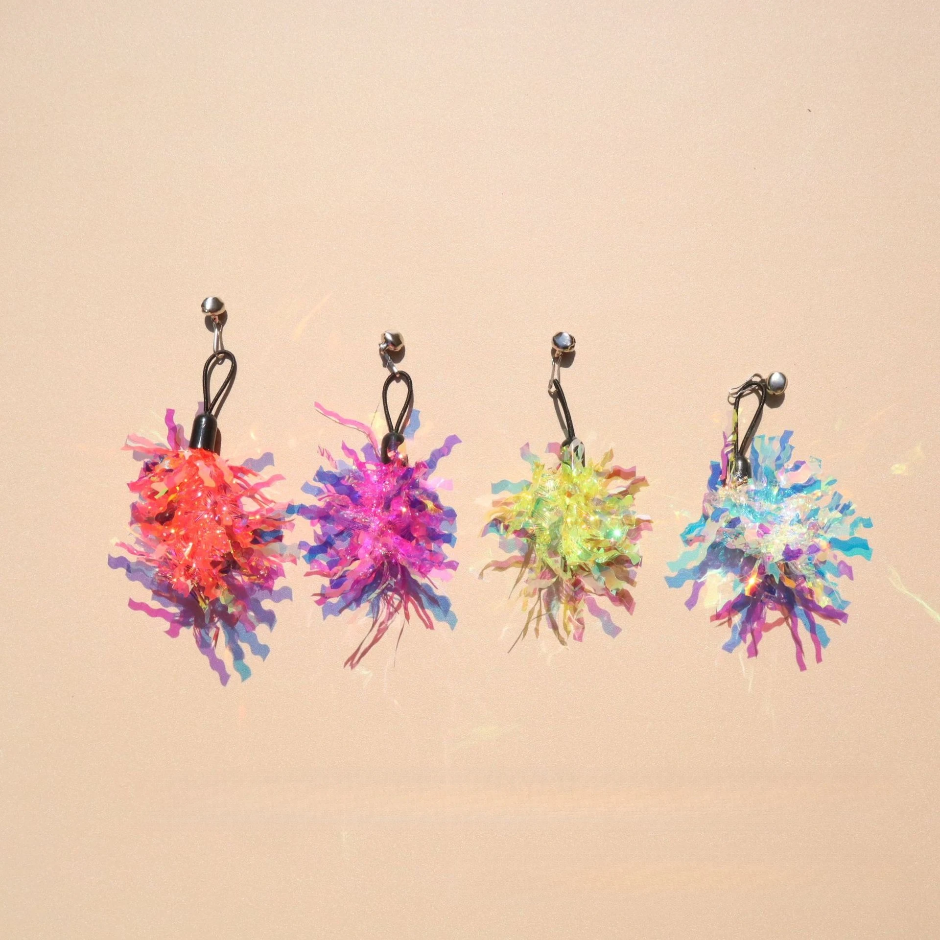 4pcs Cat Toy Ribbon Stick Replacement Head Cat Toys Interactive Colored Rope Cats Teaser Toy Sticks Toys