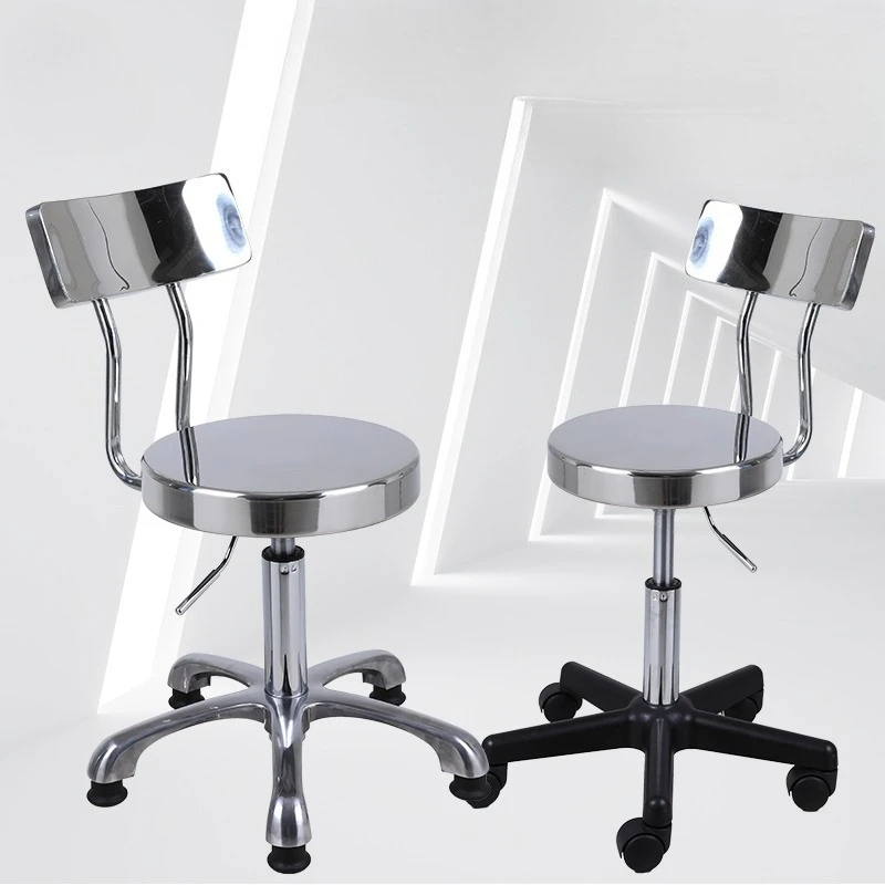 

Adjustable Height Stainless Steel Rotating Backrest Stool for Laboratory Clinic Hair Salon Beauty Hairdressing Bar Chair