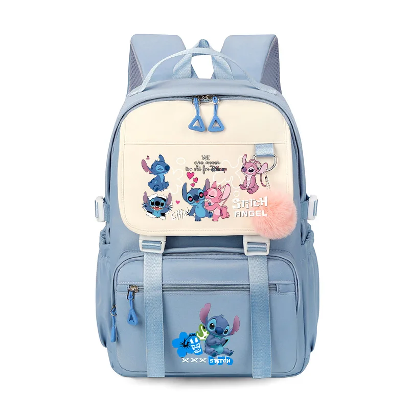 Disney Star-mochila escolar para bebé, bolsa de estudiante Stitch, antisalpicaduras, gran capacidad, Anime, mochila ligera para computadora