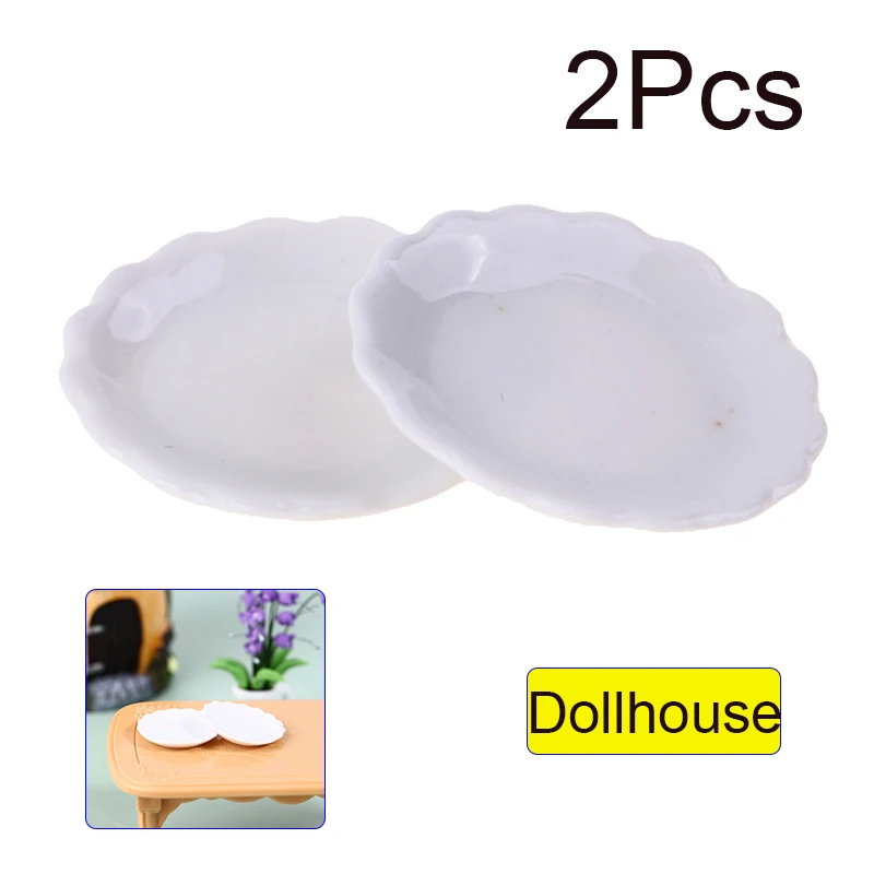 

2 шт. 1:12 кукольный домик миниатюрная керамическая тарелка десертная кружевная тарелка посуда кухонные аксессуары декор дети ролевые игры игрушка
